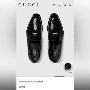Gucci Black Leather Slip-On Loafers